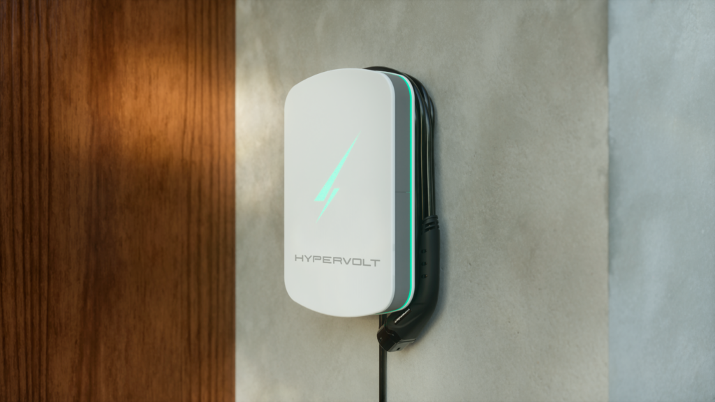 Hypervolt Home Pro White with Green Flash on Concrete wall