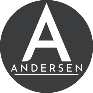 Round Andersen logo in grey